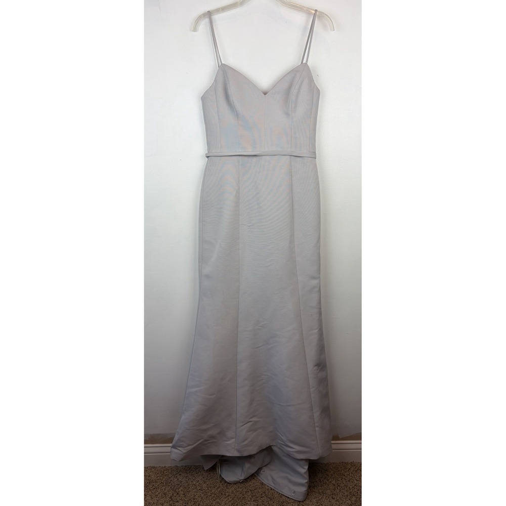 Amsale Long Dress Womens 8 Gray Event Formal Classic Minimalist Read